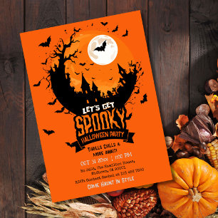 Halloweenfest Spökaktigt Slott Ljus Månad Inbjudningar