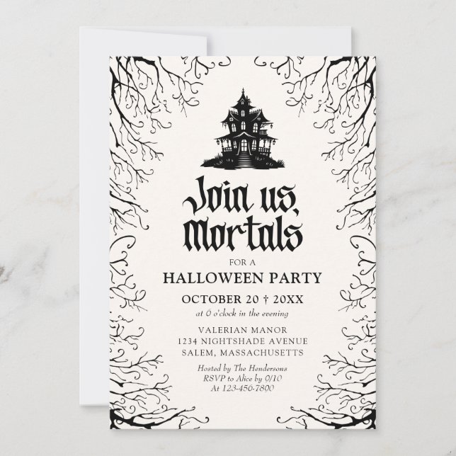 Halloweenfest Spökhus Inbjudningar (Framsida)