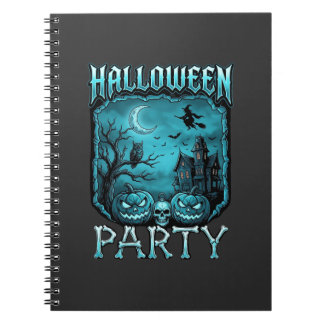 Halloweenfest Spökhus Pumpa Dödskalle Häxa Anteckningsbok