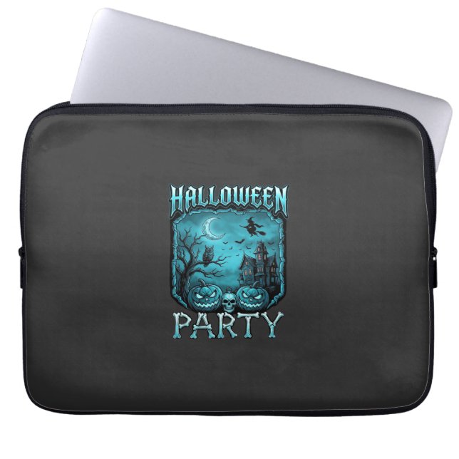 Halloweenfest Spökhus Pumpa Dödskalle Häxa Laptop Fodral (Framsidan)