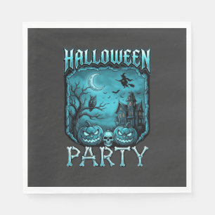 Halloweenfest Spökhus Pumpa Dödskalle Häxa Pappersservett