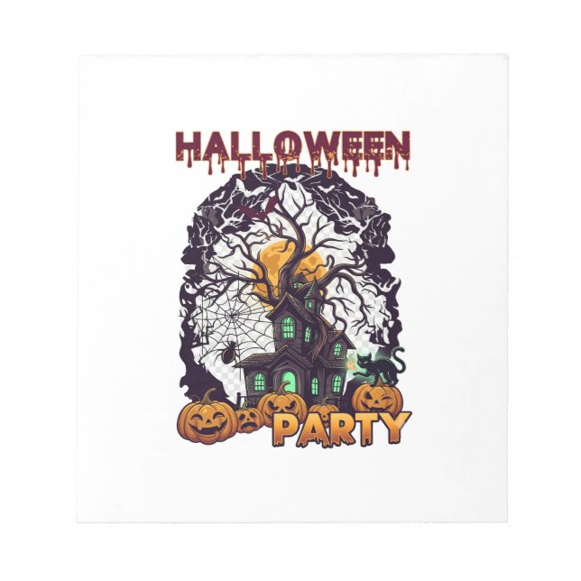 Halloweenfest Spökhus Träd Pumpa Svart  Anteckningsblock (Framsida)