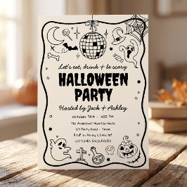 Halloweenfest Spookig Spookis Spektakulär Retro Inbjudningar