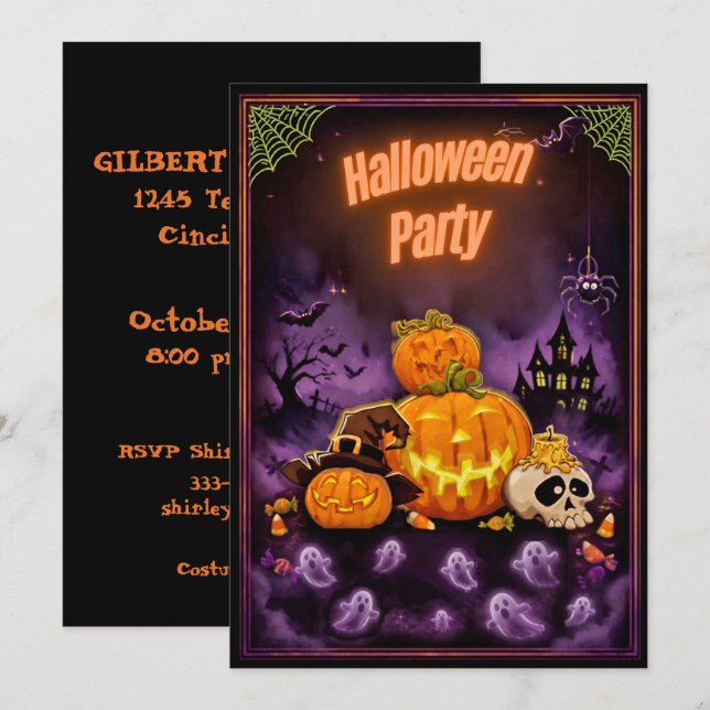 Halloweenfest Spooktacular design Inbjudningar (Fram/baksida)