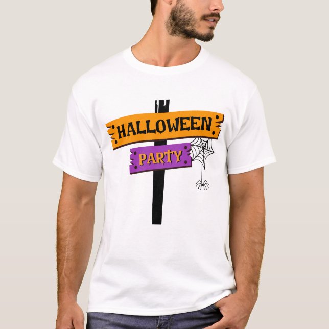 Halloweenfest T-shirt med spöklik grafik (Framsida)