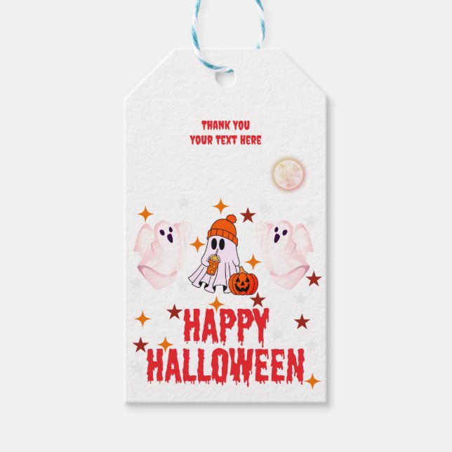 Halloweenfest Tacksamhetsetikett | Kuslig presente Presentetikett (Framsidan)