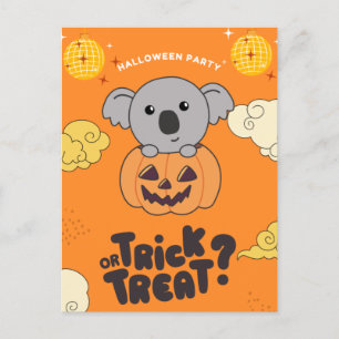 Halloweenfest Trick Or Treat Koala Pumkin Högtid Helg Vykort