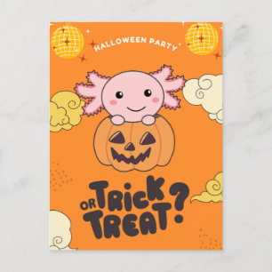 Halloweenfest Tricket eller Godis Axolotl Pumkin H Helg Vykort