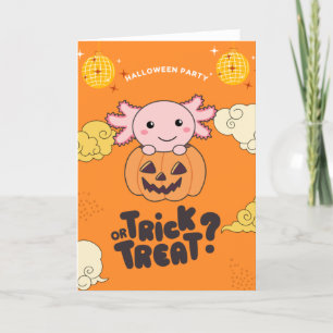 Halloweenfest Tricket eller Godis Axolotl Pumkin H Helgkort