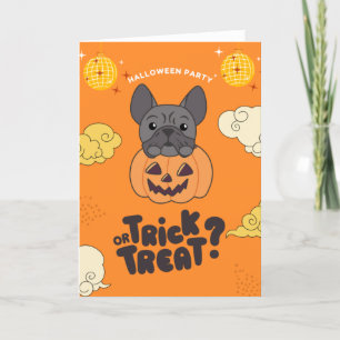 Halloweenfest Tricket eller Godis Fransk Bulldog H Helgkort