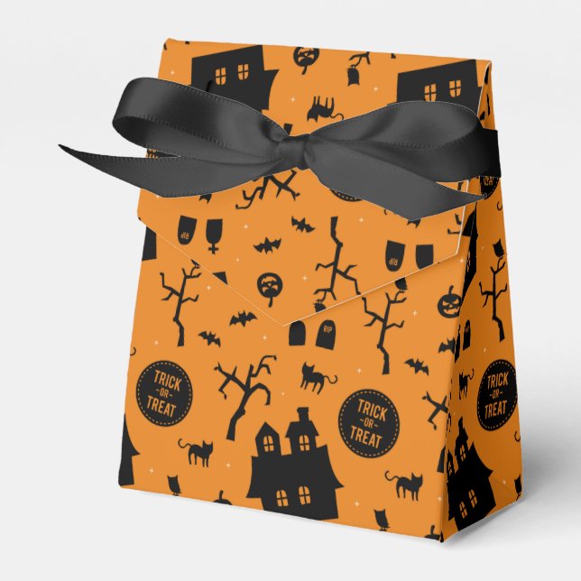 Halloweenfest Tricket eller Godis Mönster Presentaskar (Framsidan Sidan)
