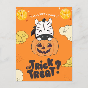Halloweenfest Tricket eller Godis Zebra Pumkin Hög Helg Vykort