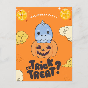 Halloweenfest trix eller godis Dino Pumpa Högtid Helg Vykort
