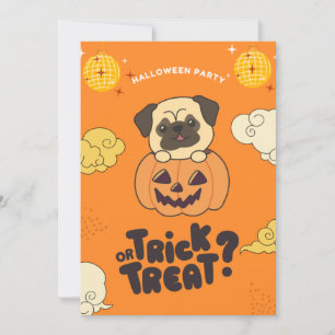 Halloweenfest Trix eller Godis Pug Pumkin Högtid Julkort
