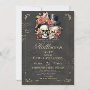 Halloweenfest Vintage gotisk dödskalle Inbjudningar