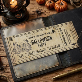 Halloweenfest Vintage Gotisk Skelett Biljett Inbjudningar