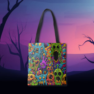 Halloweenfest   Zombie och monster Tygkasse
