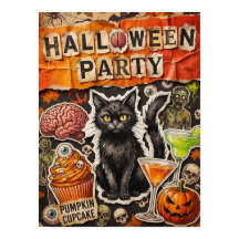 Halloweenfestaffisch med svart katt