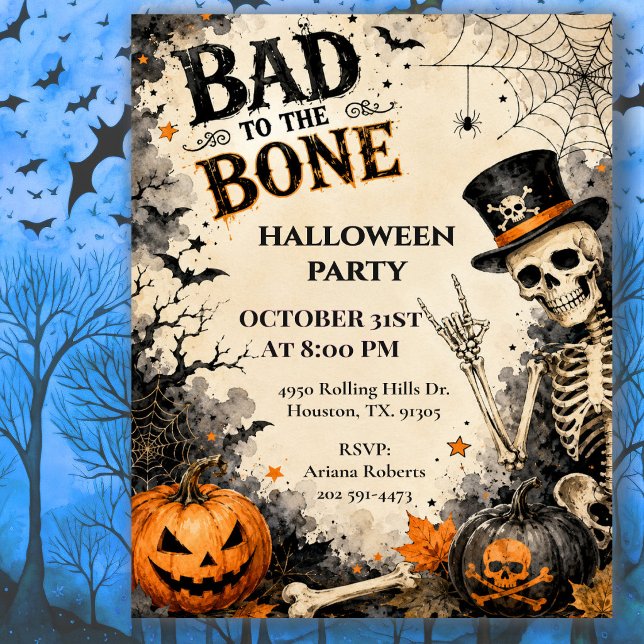 Halloweenfesten Bad To The Bone Inbjudningar (Skapare uppladdad)