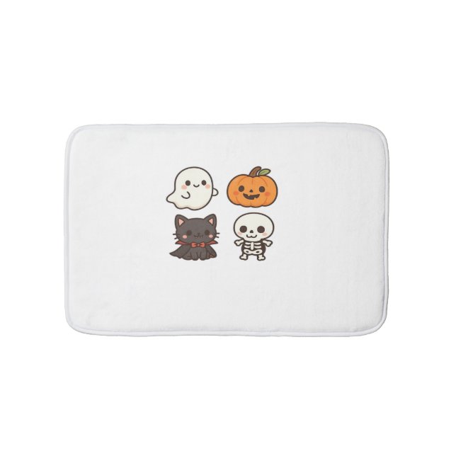 Halloweenfigurer – spöke, pumpa, svart katt & badrumsmatta (Framsidan)