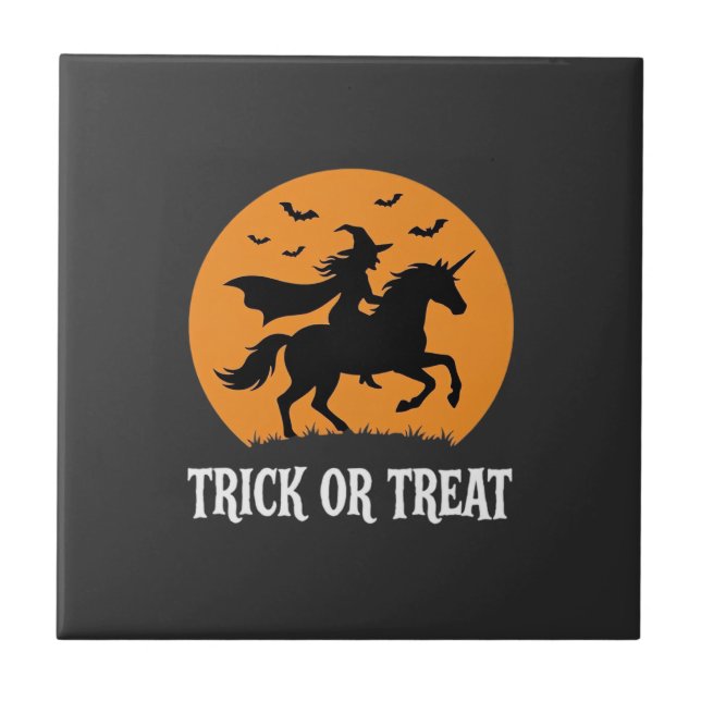 Halloweenfirande Häxa Enhörning Halloween-design_1 Kakelplatta (Framsidan)
