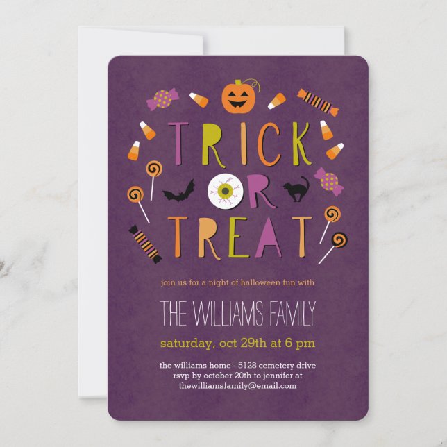 Halloweenfirande Inbjudan för Trick Or Treat (Framsida)