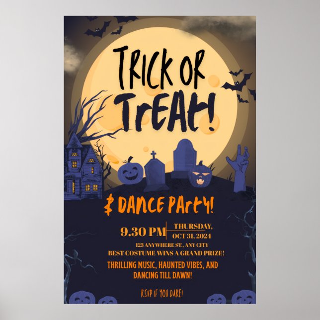 Halloweenfirande med trick or treat-dans 🎃 poster (Framsidan)