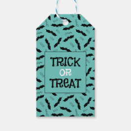Halloweenfirande med trick or treat-fladdermöss presentetikett