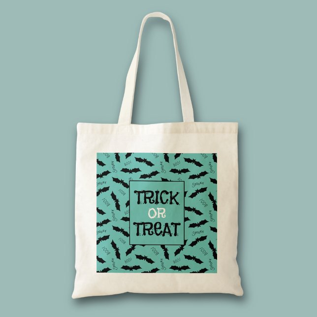 Halloweenfirande med trick or treat-fladdermöss tygkasse (Halloweeb bats trick or treat tote bag)