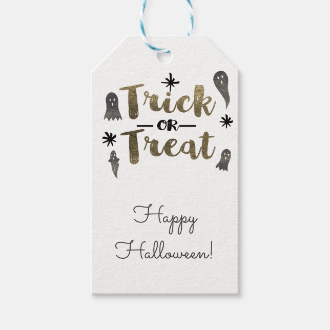 Halloweenfirande present spöken mode trick or trea presentetikett (Framsidan)