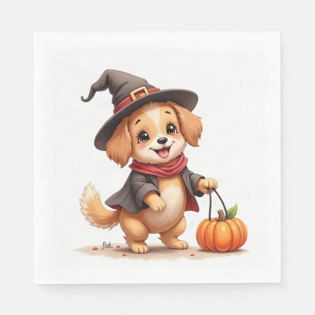 Halloweenfirande Valp Servetter (Framsidan)