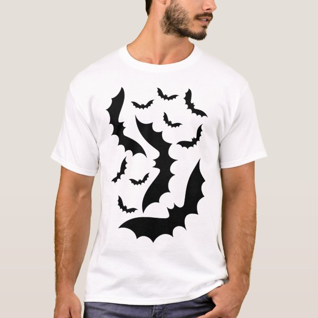 Halloweenfladdermöss    t shirt (Framsida)