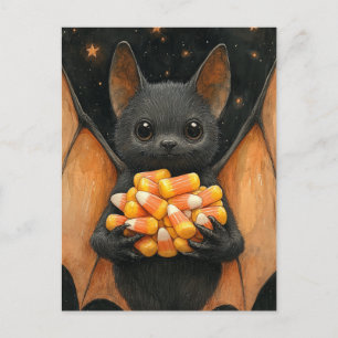 Halloweenfladdermus med godis vykort