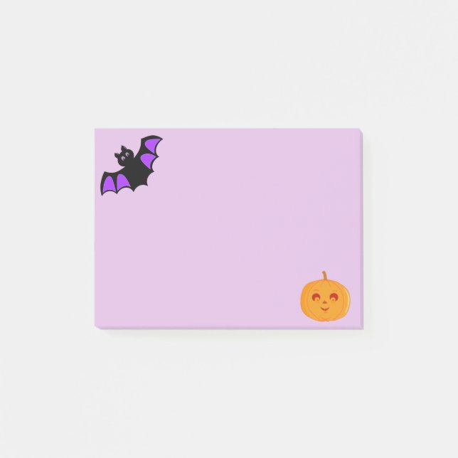 Halloweenfladdermus och pumpa post-it block (Framsida)