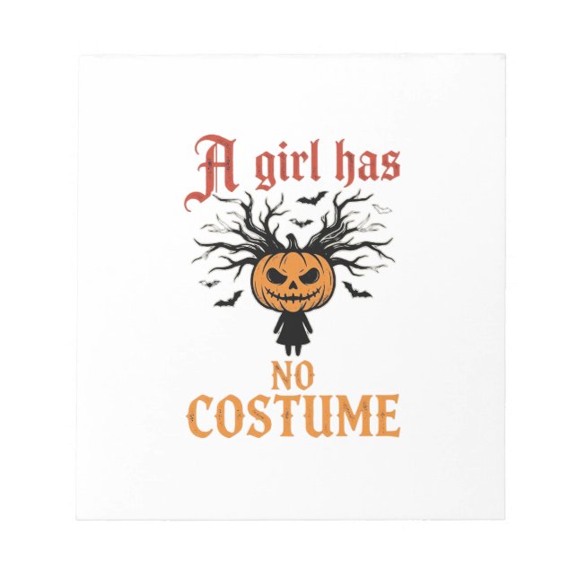 Halloweenflicka Har Inget Kostym Pumpa Anteckningsblock (Framsida)