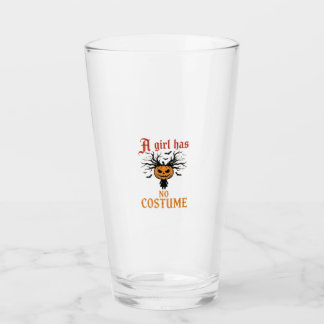 Halloweenflicka Har Inget Kostym Pumpa Glaskopp