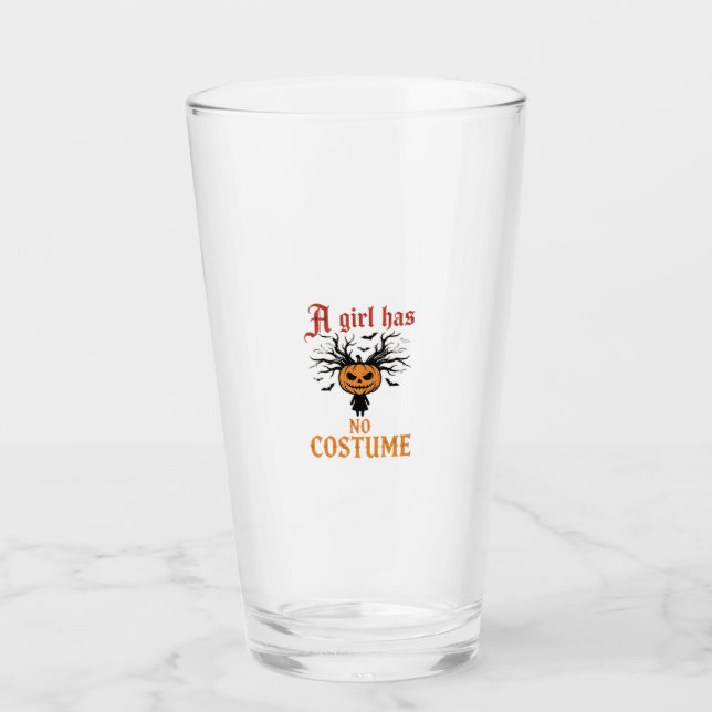 Halloweenflicka Har Inget Kostym Pumpa Glaskopp (Framsida)