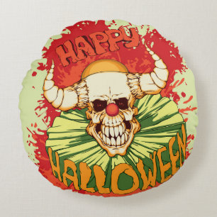 Halloweenflygare: diaboliskt clown-tema rund kudde