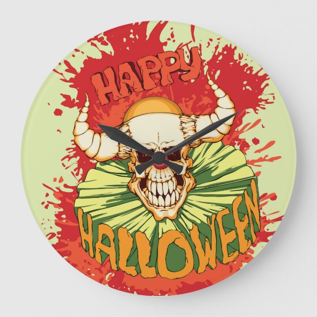 Halloweenflygare: diaboliskt clown-tema stor klocka (Framsida)