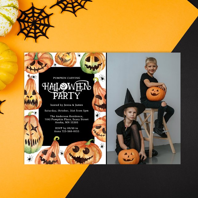Halloweenfotografering med pumpa för födelsedag inbjudningar (Skapare uppladdad)