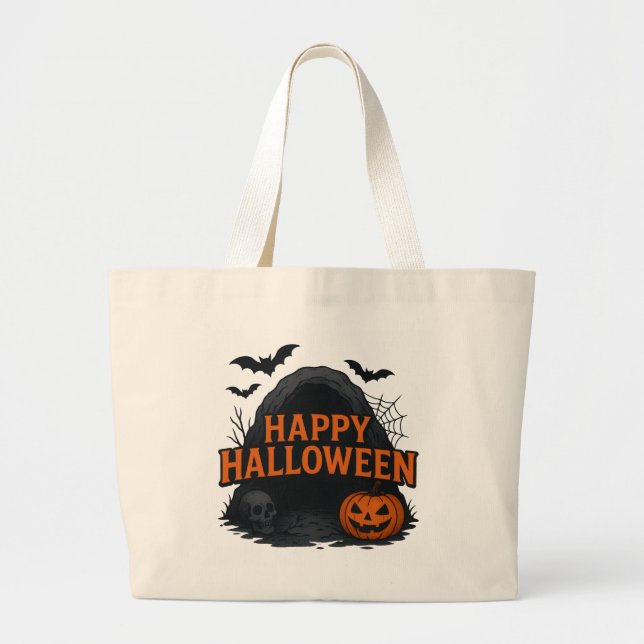 Halloweenhälsning från spökhåla jumbo tygkasse (Framsidan)