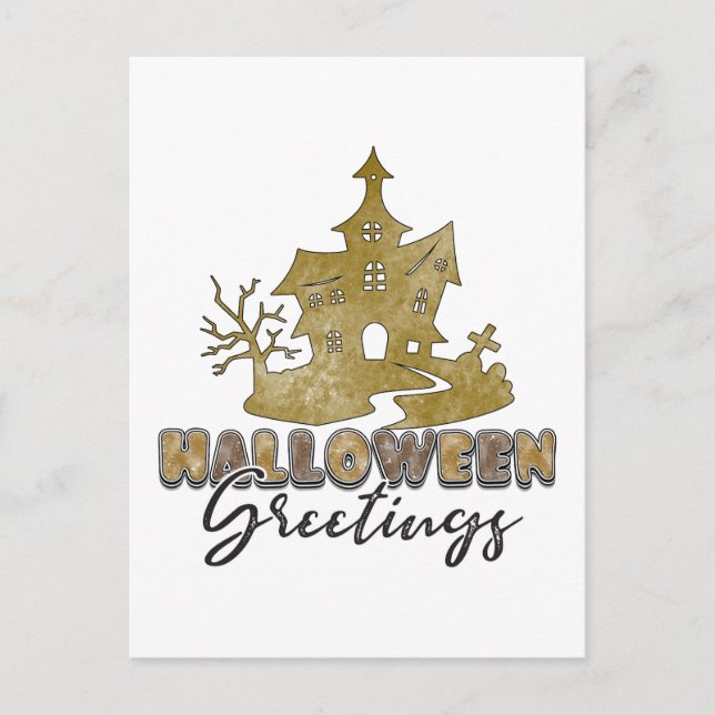 Halloweenhälsningar - Halloween Vykort (Framsida)