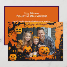 Halloweenhälsningar med eget foto Kort