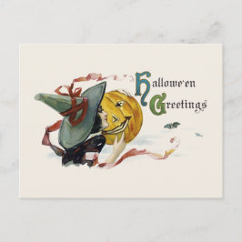 Halloweenhälsningar med häxa vykort
