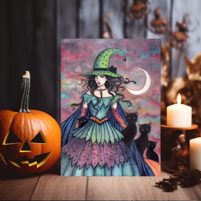 Halloweenhäxa och svarta katter Molly Harrison Kort (Skapare uppladdad)