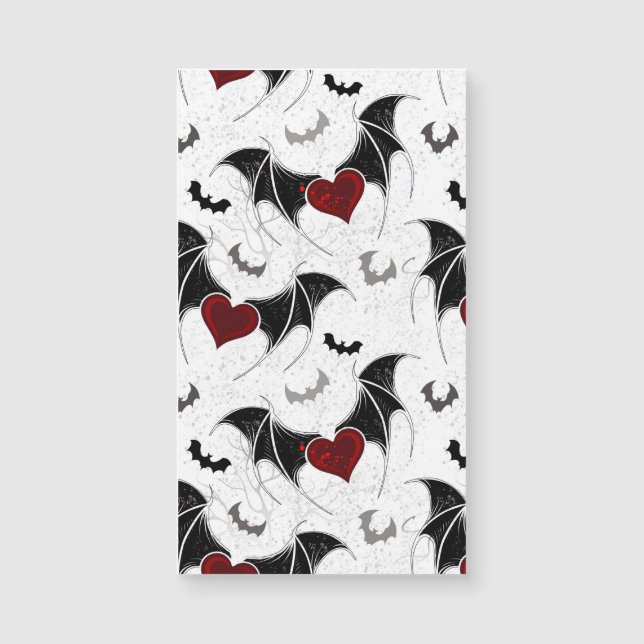 Halloweenhjärta med svarta fladdermusvingar (Framsida)