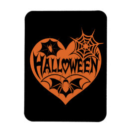 Halloweenhjärta, Orange hjärta form, Spindelnät Magnet