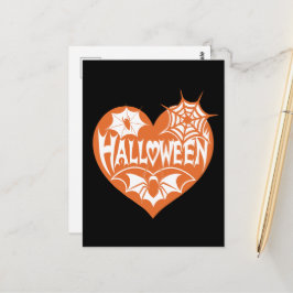 Halloweenhjärta, Orange hjärta, Spindelnät Vykort