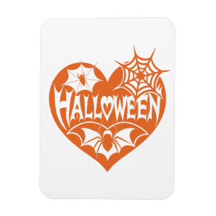 Halloweenhjärta, Orange hjärtform, Spindelnät Magnet