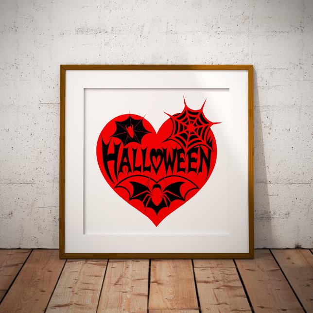 Halloweenhjärta, Rött hjärta, Spindelnät Poster (Skapare uppladdad)